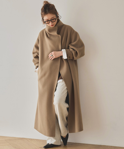 Spick & Span(スピックアンドスパン)の「《WEB限定 / 追加》ビーバーニュアンスカラーオーバーコート(ノーカラーコート・レディース・ブラック/キャメル・36/38)」の16枚目の写真