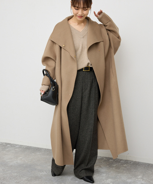Spick & Span(スピックアンドスパン)の「《WEB限定 / 追加》ビーバーニュアンスカラーオーバーコート(ノーカラーコート・レディース・ブラック/キャメル・36/38)」の17枚目の写真