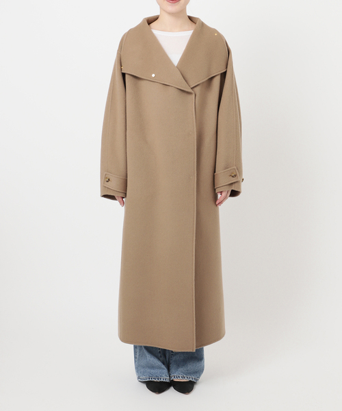 Spick & Span(スピックアンドスパン)の「《WEB限定 / 追加》ビーバーニュアンスカラーオーバーコート(ノーカラーコート・レディース・ブラック/キャメル・36/38)」の22枚目の写真