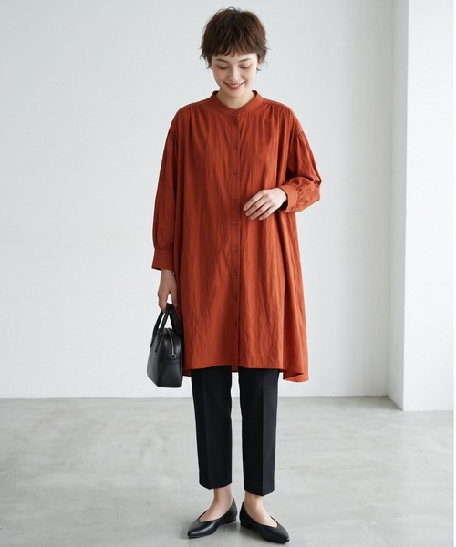 Sew loop（ソーループ）の「七分袖ロング丈ギャザーブラウス（シャツ/ブラウス・レディース・ホワイト/ブラック/オレンジ・FREE）」の3枚目の写真