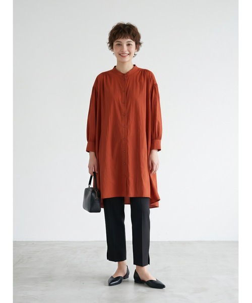 Sew loop（ソーループ）の「七分袖ロング丈ギャザーブラウス（シャツ/ブラウス・レディース・ホワイト/ブラック/オレンジ・FREE）」の4枚目の写真