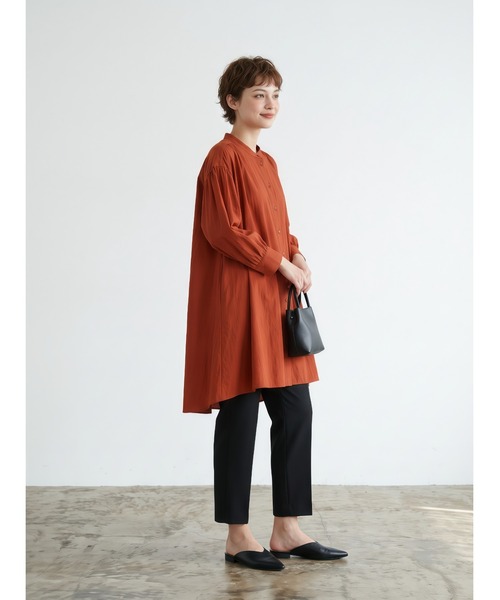 Sew loop（ソーループ）の「七分袖ロング丈ギャザーブラウス（シャツ/ブラウス・レディース・ホワイト/ブラック/オレンジ・FREE）」の5枚目の写真