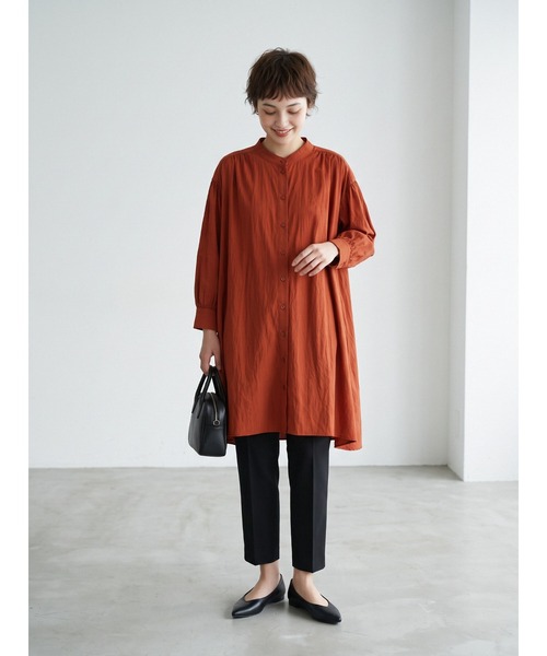 Sew loop（ソーループ）の「七分袖ロング丈ギャザーブラウス（シャツ/ブラウス・レディース・ホワイト/ブラック/オレンジ・FREE）」の6枚目の写真
