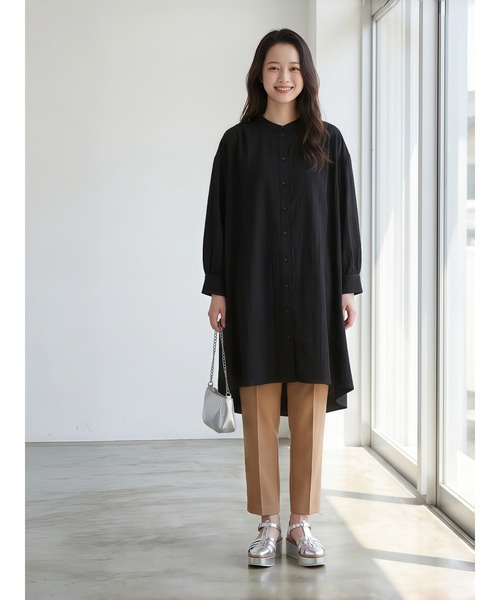 Sew loop（ソーループ）の「七分袖ロング丈ギャザーブラウス（シャツ/ブラウス・レディース・ホワイト/ブラック/オレンジ・FREE）」の20枚目の写真