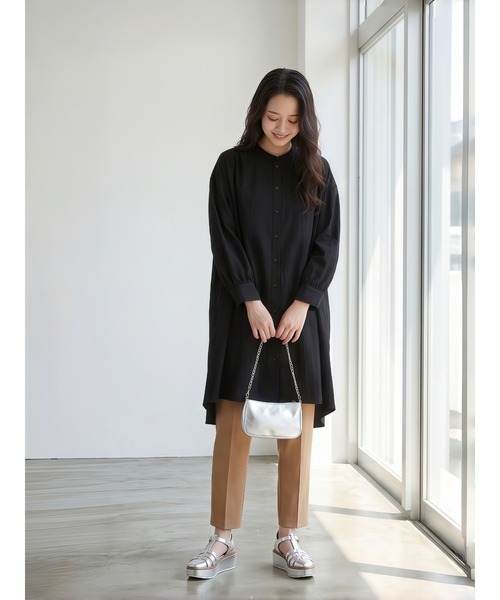 Sew loop（ソーループ）の「七分袖ロング丈ギャザーブラウス（シャツ/ブラウス・レディース・ホワイト/ブラック/オレンジ・FREE）」の21枚目の写真
