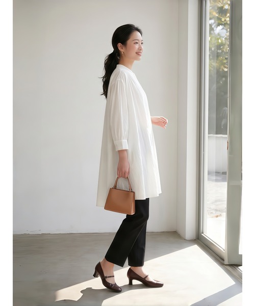 Sew loop（ソーループ）の「七分袖ロング丈ギャザーブラウス（シャツ/ブラウス・レディース・ホワイト/ブラック/オレンジ・FREE）」の14枚目の写真