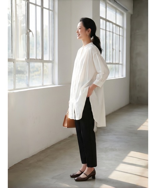 Sew loop（ソーループ）の「七分袖ロング丈ギャザーブラウス（シャツ/ブラウス・レディース・ホワイト/ブラック/オレンジ・FREE）」の15枚目の写真