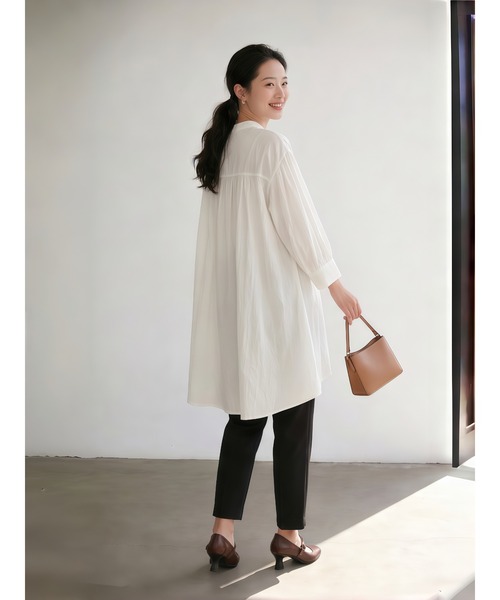 Sew loop（ソーループ）の「七分袖ロング丈ギャザーブラウス（シャツ/ブラウス・レディース・ホワイト/ブラック/オレンジ・FREE）」の16枚目の写真