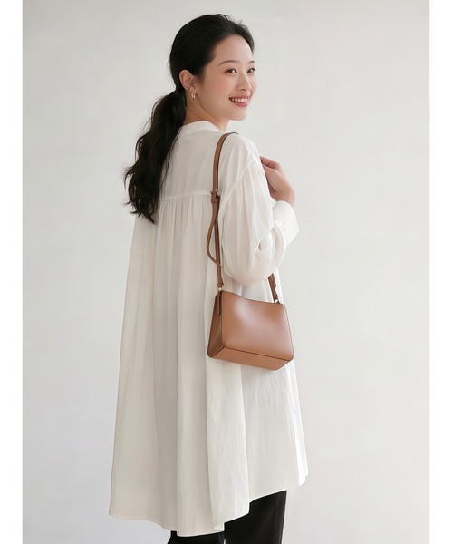 Sew loop（ソーループ）の「七分袖ロング丈ギャザーブラウス（シャツ/ブラウス・レディース・ホワイト/ブラック/オレンジ・FREE）」の17枚目の写真