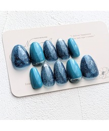 tone（トーン）の「【nanamel】ブルーフラッシュネイル(ショートアーモンド)(MA)（ネイルシール/ネイルチップ）」