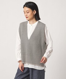 ジャガード Vネックベスト+シャツ ‐セットアイテム・ウォッシャブル‐<A DAY IN THE LIFE>