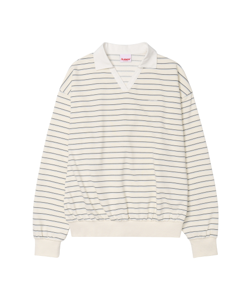 AMESWORLDWIDE(アメスワールドワイド)の「V NECK COLLAR STRIPE SWEATSHIRT IVORY(スウェット・レディース・その他・FREE)」の5枚目の写真