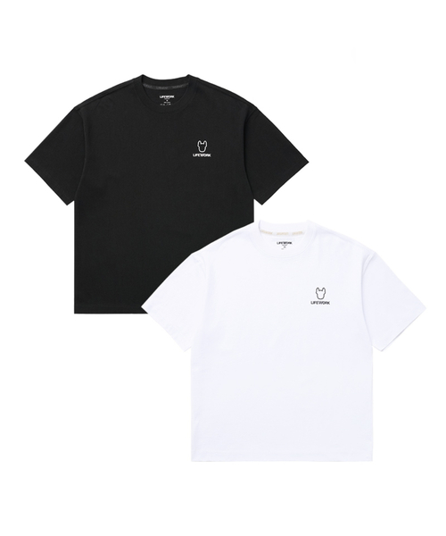 LIFE WORK(ライフワーク)の「ユニセックス) 2PACK ニューベーシック半袖Tシャツ(Tシャツ/カットソー・メンズ・ブラック×ホワイト/ホワイト・LARGE/X-SMALL/SMALL/MEDIUM)」の2枚目の写真