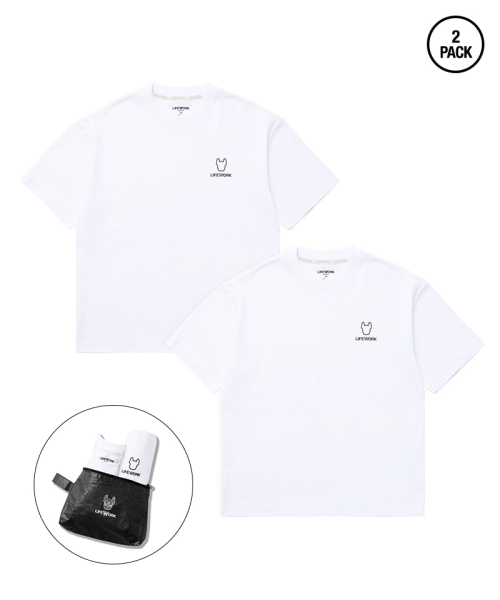 LIFE WORK(ライフワーク)の「ユニセックス) 2PACK ニューベーシック半袖Tシャツ(Tシャツ/カットソー・メンズ・ブラック×ホワイト/ホワイト・LARGE/X-SMALL/SMALL/MEDIUM)」の4枚目の写真