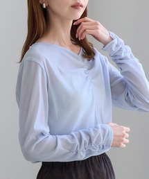 ROPE' PICNIC | フロントギャザーVネックシアーフロッキートップス(Tシャツ/カットソー)