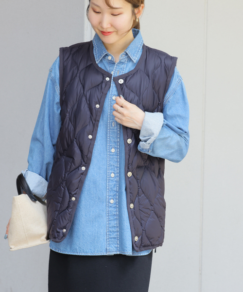 TAION（タイオン）の「別注【TAION / タイオン】ミリタリーダウンベスト（ダウンベスト・レディース・カーキ/ベージュ/ネイビー/ブラック・FREE）」の15枚目の写真