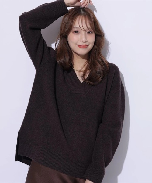 Mystrada（マイストラーダ）の「BELLAVネックニット（ニット/セーター・レディース・ホワイト/ライトブルー/ブラウン/ピンク/グレー・38）」の3枚目の写真
