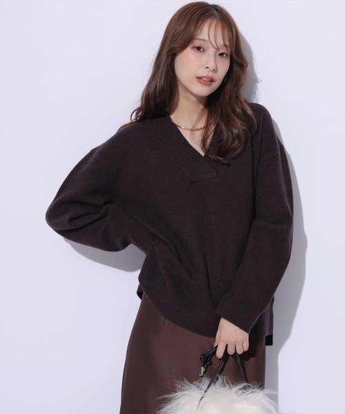 Mystrada（マイストラーダ）の「BELLAVネックニット（ニット/セーター・レディース・ホワイト/ライトブルー/ブラウン/ピンク/グレー・38）」の18枚目の写真