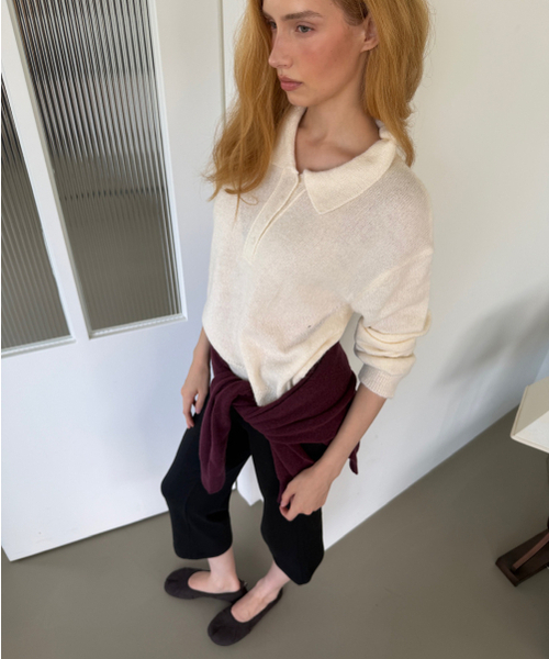ASURA（アスラ）の「POLO COLLAR WOOL KNIT (IVORY)（ニット/セーター・レディース・その他・OS）」の3枚目の写真