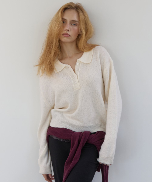 ASURA（アスラ）の「POLO COLLAR WOOL KNIT (IVORY)（ニット/セーター・レディース・その他・OS）」の5枚目の写真
