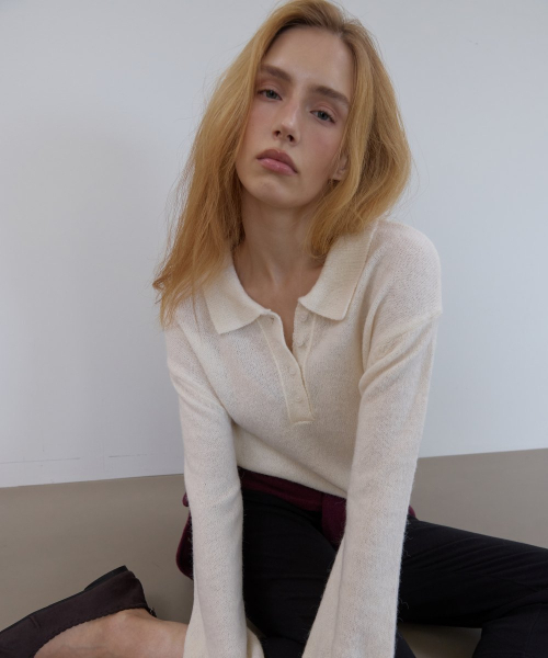 ASURA（アスラ）の「POLO COLLAR WOOL KNIT (IVORY)（ニット/セーター・レディース・その他・OS）」の6枚目の写真
