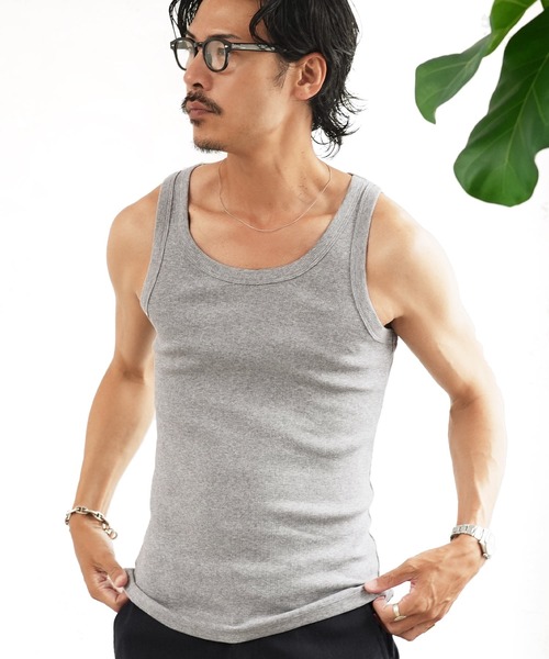 jiggys shop(ジギーズショップ)の「スリムフィット ストレッチ コットンテレコ タンクトップ インナー(タンクトップ・メンズ・グレー/ホワイト/ブラック・SMALL/MEDIUM/LARGE/X-LARGE/XX-LARGE)」の3枚目の写真