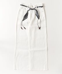 脇切替ワイドデニムパンツ ベルト付け2点セット