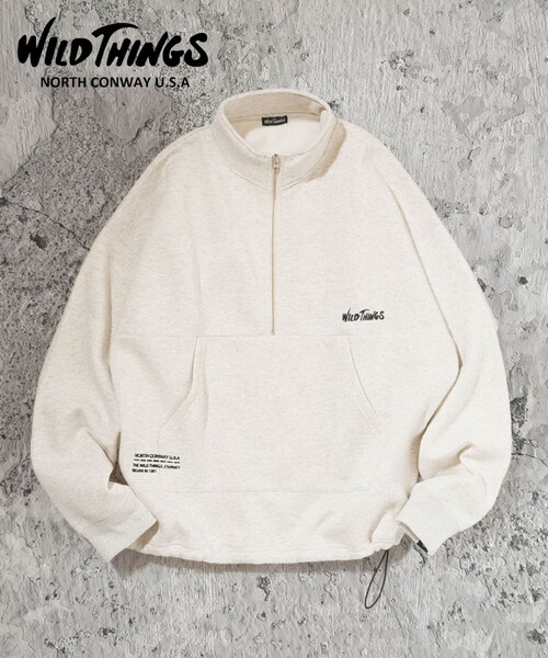WILD THINGS(ワイルドシングス)の「WILD THINGS/ワイルドシングス 限定展開 別注 ハーフジップ スウェット(スウェット・メンズ・ネイビー/ブラウン/アッシュグレー/ブラック・LARGE/MEDIUM/SMALL)」の2枚目の写真