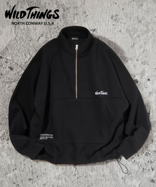 WILD THINGS(ワイルドシングス)の「WILD THINGS/ワイルドシングス 限定展開 別注 ハーフジップ スウェット(スウェット・メンズ・ネイビー/ブラウン/アッシュグレー/ブラック・LARGE/MEDIUM/SMALL)」の12枚目の写真
