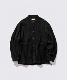 【ATON / エイトン】LAMB SUEDE BAND COLLAR SHIRT