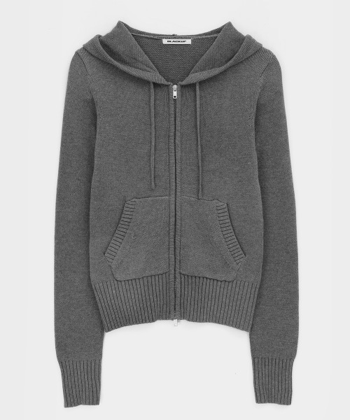 BLACKUP（ブラックアップ）の「[MADE] クロネコットンニットジップアップフーディ（パーカー・レディース・グレー/ブルーグリーン/オートミール・FREE）」の7枚目の写真