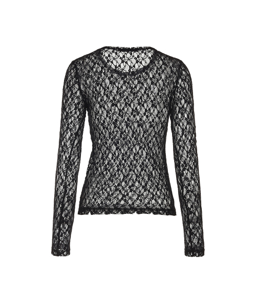 BLACK BLOND(ブラック ブロンド)の「8287 ピアス シースルーレース 長袖Tシャツ(ブラック)(Tシャツ/カットソー・レディース・その他・FREE)」の7枚目の写真