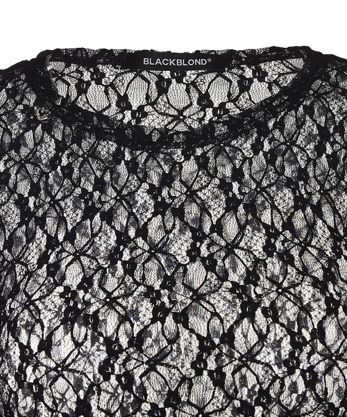 BLACK BLOND(ブラック ブロンド)の「8287 ピアス シースルーレース 長袖Tシャツ(ブラック)(Tシャツ/カットソー・レディース・その他・FREE)」の6枚目の写真