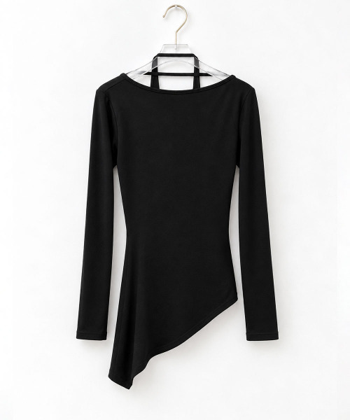 VIVID LADY(ビビッドレディー)の「アシンメトリードレープ 長袖トップス(Tシャツ/カットソー・レディース・アイボリー/チャコールグレー/ブラック・FREE)」の21枚目の写真