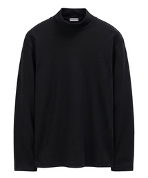 ウォッシャブルハーフモックネックコットンニットTシャツ3カラー