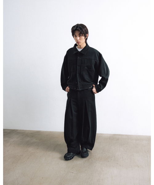 ANGLAN（アングラン）の「Heavy Sweat Long Tuck Pants - Black（その他パンツ・メンズ・その他・1/2）」の3枚目の写真