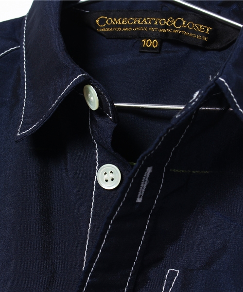 COMECHATTO&CLOSET（カムチャットアンドクロゼット）の「スポーツ半袖シャツ（シャツ/ブラウス・キッズ・ホワイト/ネイビー・100/120/90/110/130）」の4枚目の写真