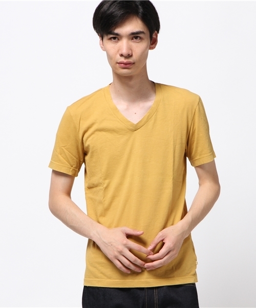 JAMES PERSE（ジェームスパース）の「JAMES PERSE Vネック半袖Tシャツ（Tシャツ/カットソー・メンズ・ブラック/イエロー・00/1/0）」の2枚目の写真