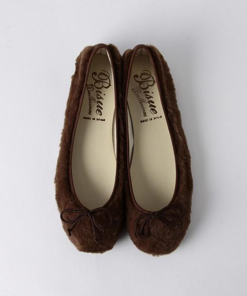 BISUE BALLERINAS フェイクファー バレエシューズ　ブラウン BISUE BALLERINAS フェイクファー バレエシューズ ブラウン
