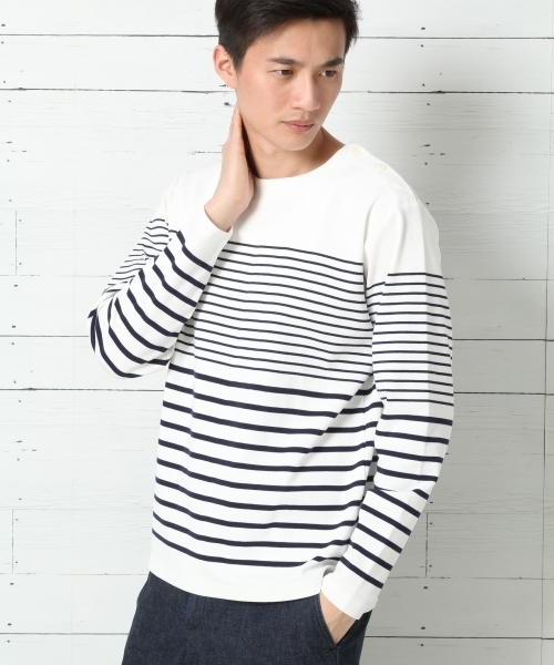 GLOBAL WORK（グローバルワーク）の「ＭＶＳハーフミラノバスク長袖Ｔ/737462（Tシャツ/カットソー・メンズ・ネイビー/ホワイト・X-LARGE/SMALL/LARGE/MEDIUM）」の2枚目の写真