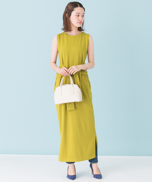 URBAN RESEARCH（アーバンリサーチ）の「UR ウエスト巻カットソーロングワンピース（ワンピース・レディース・ライム/杢グレー/ネイビー・FREE）」の5枚目の写真