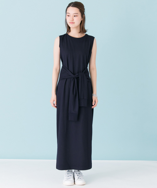 URBAN RESEARCH（アーバンリサーチ）の「UR ウエスト巻カットソーロングワンピース（ワンピース・レディース・ライム/杢グレー/ネイビー・FREE）」の7枚目の写真