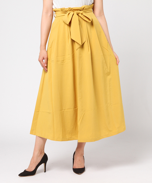 Re:EDIT（リエディ）の「[長めのレングスで上品に。]ウエストリボンロング丈フレアスカートボトムス/スカート/膝丈・ミモレ丈（51～65cm）[リエディ]（スカート・レディース・レッド/ストライプ/ベージュ/マスタード/ブラック系その他/ブルー・SMALL/LARGE/MEDIUM）」の16枚目の写真