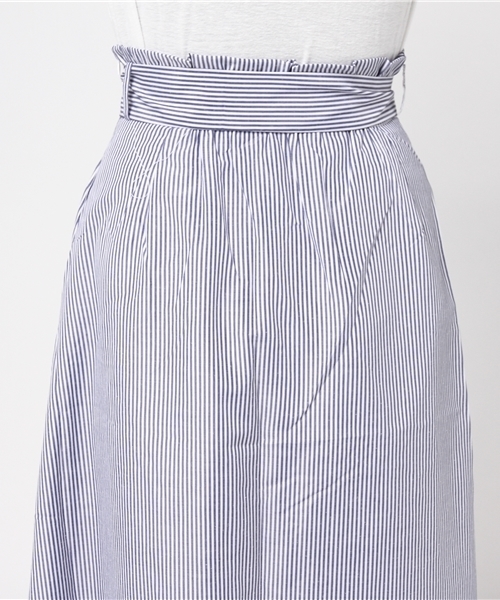 Re:EDIT（リエディ）の「[長めのレングスで上品に。]ウエストリボンロング丈フレアスカートボトムス/スカート/膝丈・ミモレ丈（51～65cm）[リエディ]（スカート・レディース・レッド/ストライプ/ベージュ/マスタード/ブラック系その他/ブルー・SMALL/LARGE/MEDIUM）」の11枚目の写真