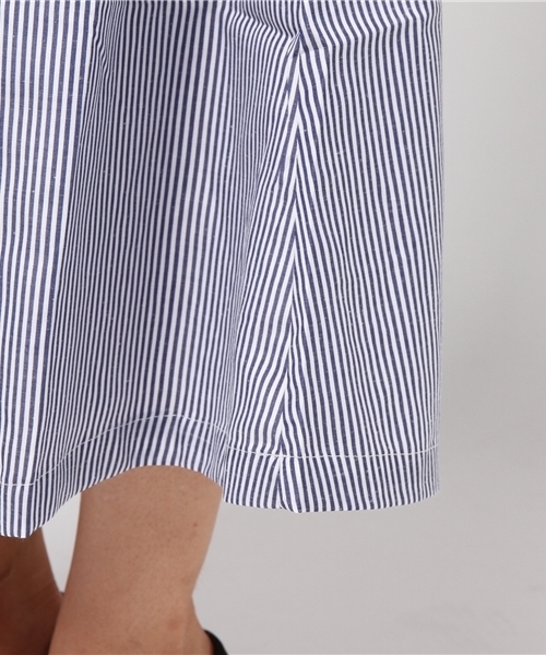 Re:EDIT（リエディ）の「[長めのレングスで上品に。]ウエストリボンロング丈フレアスカートボトムス/スカート/膝丈・ミモレ丈（51～65cm）[リエディ]（スカート・レディース・レッド/ストライプ/ベージュ/マスタード/ブラック系その他/ブルー・SMALL/LARGE/MEDIUM）」の20枚目の写真