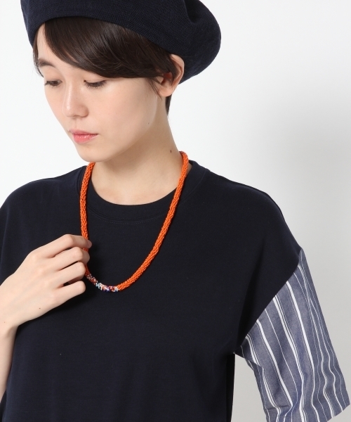 RAGEBLUE（レイジブルー）の「ワイドビーズネックレス/750542（ネックレス・メンズ・オレンジ/ブルー・FREE）」の7枚目の写真
