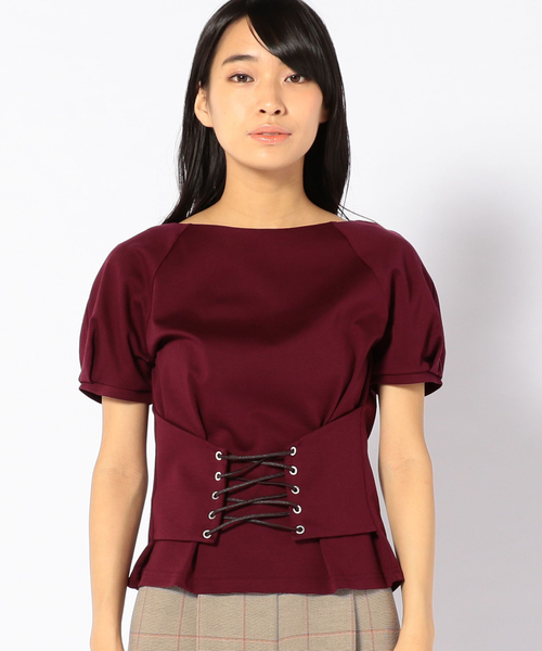 Khaju（カージュ）の「Khaju:コルセットTEE（Tシャツ/カットソー・レディース・カーキ/ワイン・ONE SIZE）」の5枚目の写真