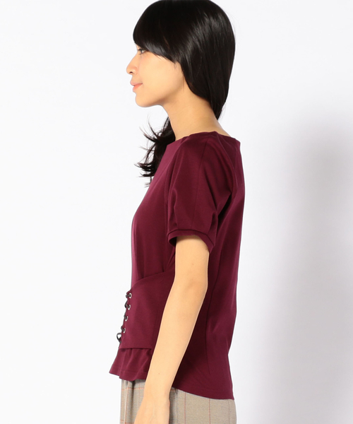 Khaju（カージュ）の「Khaju:コルセットTEE（Tシャツ/カットソー・レディース・カーキ/ワイン・ONE SIZE）」の6枚目の写真