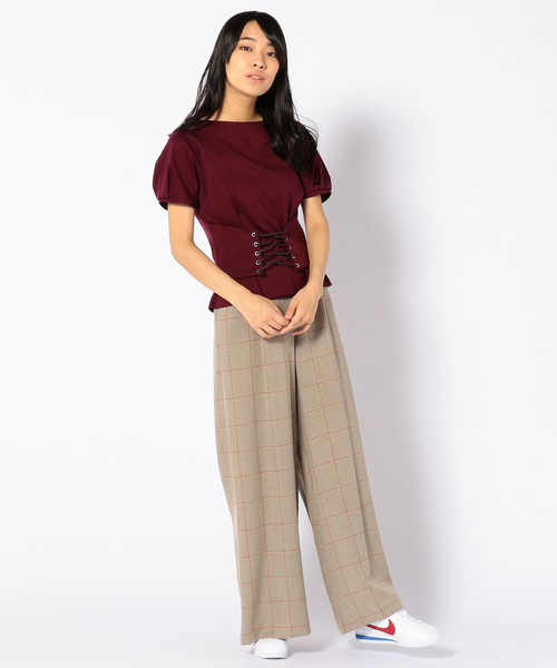 Khaju（カージュ）の「Khaju:コルセットTEE（Tシャツ/カットソー・レディース・カーキ/ワイン・ONE SIZE）」の8枚目の写真