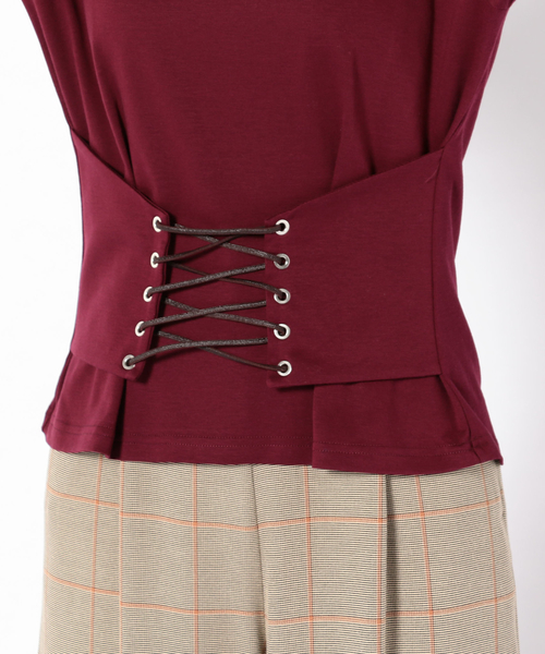 Khaju（カージュ）の「Khaju:コルセットTEE（Tシャツ/カットソー・レディース・カーキ/ワイン・ONE SIZE）」の11枚目の写真